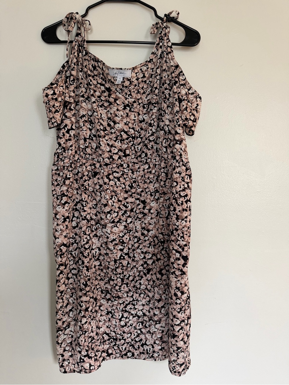 libby. edelman Pink and Black Floral Tie-Shoulder Mini Dress
